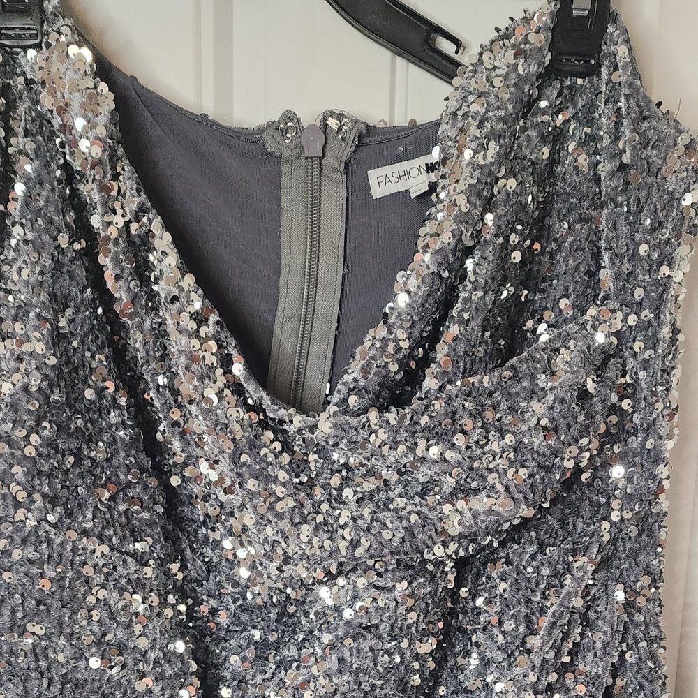 Plus size silver sequence dress